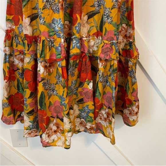 Nicholas Floral Printed Tiered Ruffle Smocked Prairie Sleeveless Midi Dress 16 - Picture 6 of 13